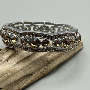 Elegant Silver and Brown Crystal Bracelet